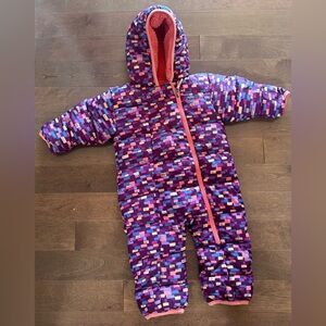 EUC Columbia Toddler Girl Pink Puffer Bunting Bodysuit Snowsuit size 6-12m